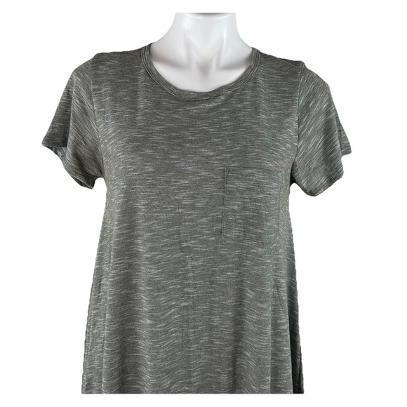 Lularoe Carly Dress Small Heather Olive Green Hi‎ Lo Short Sleeve Solid Stretchy - Picture 3 of 9